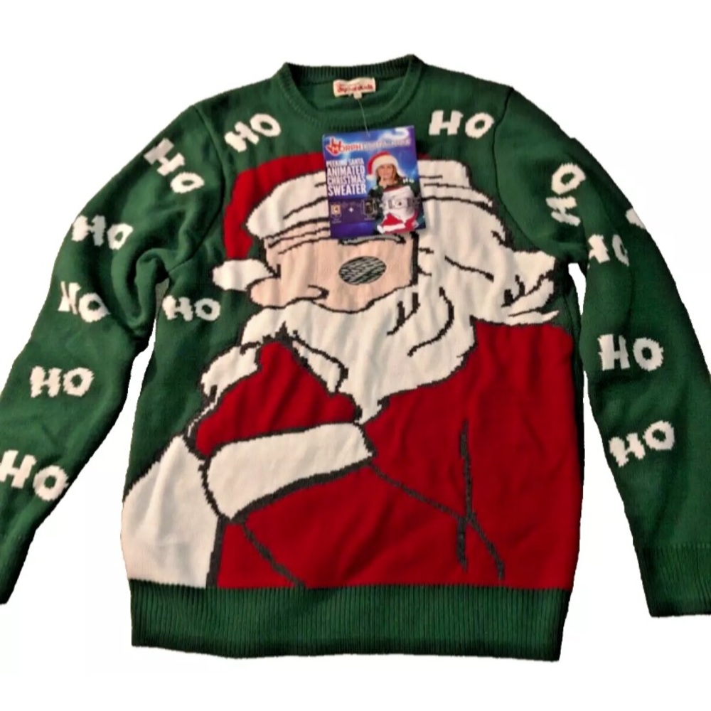 Adult Morph Digital Dudz‎  Santa Ugly Christmas Sweater Unisex Large NEW